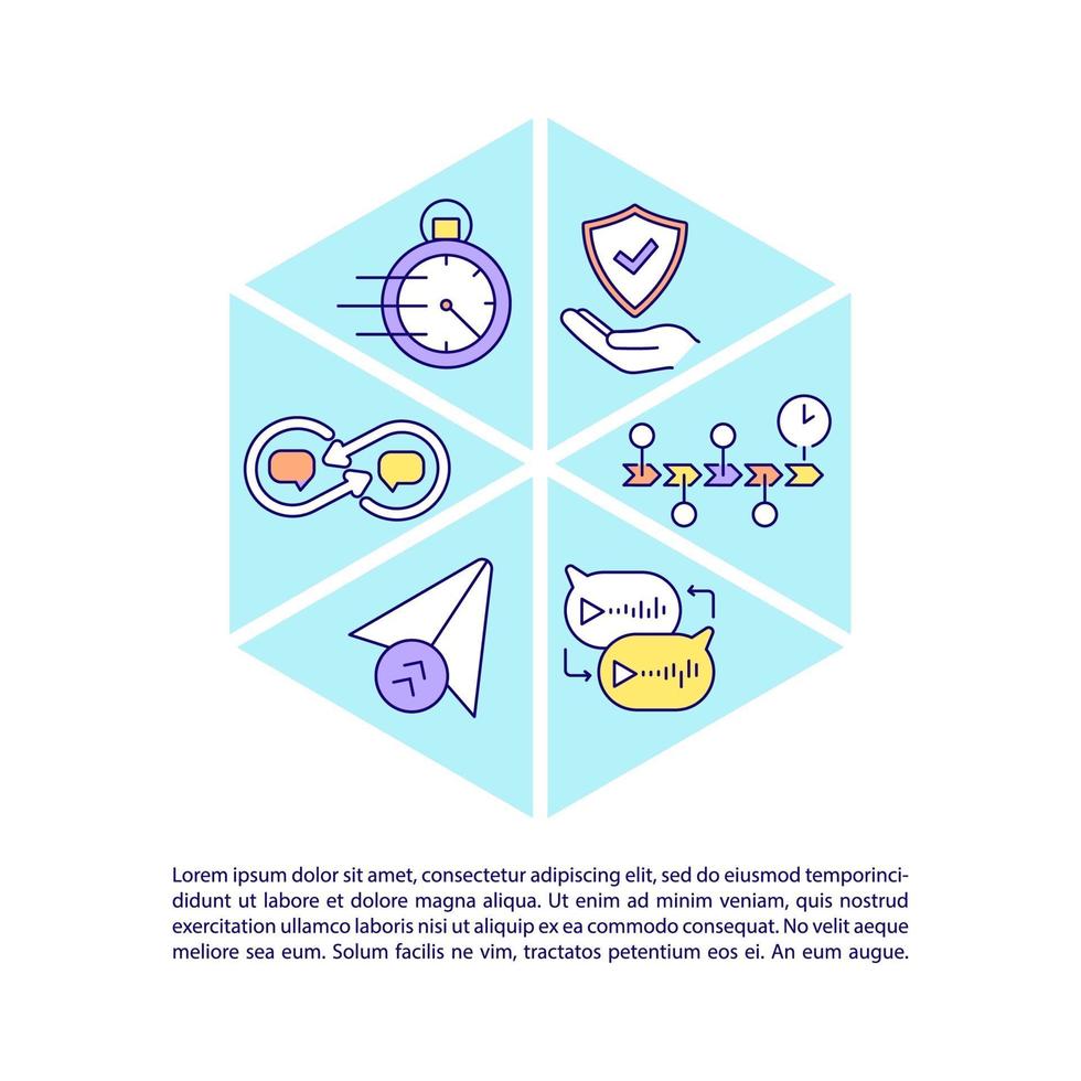 Instant messenger benefits concept line icons with text vector