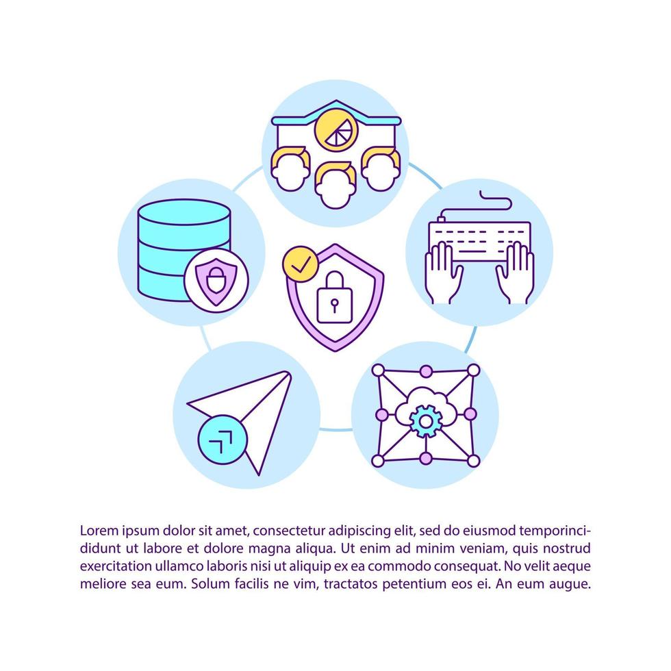 Secure cloud service concept line icons with text vector