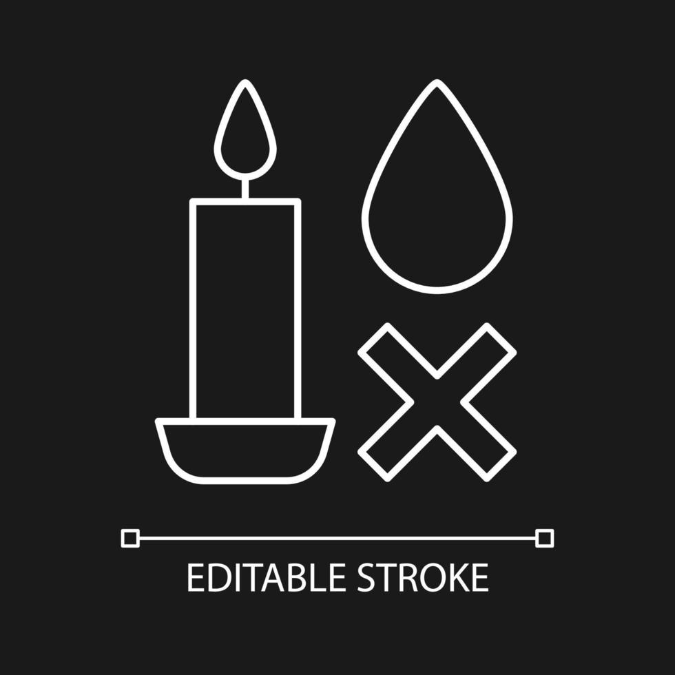 Put out candle correctly white linear manual label icon for dark theme vector