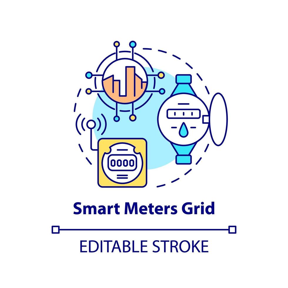 Smart meters grid concept icon vector