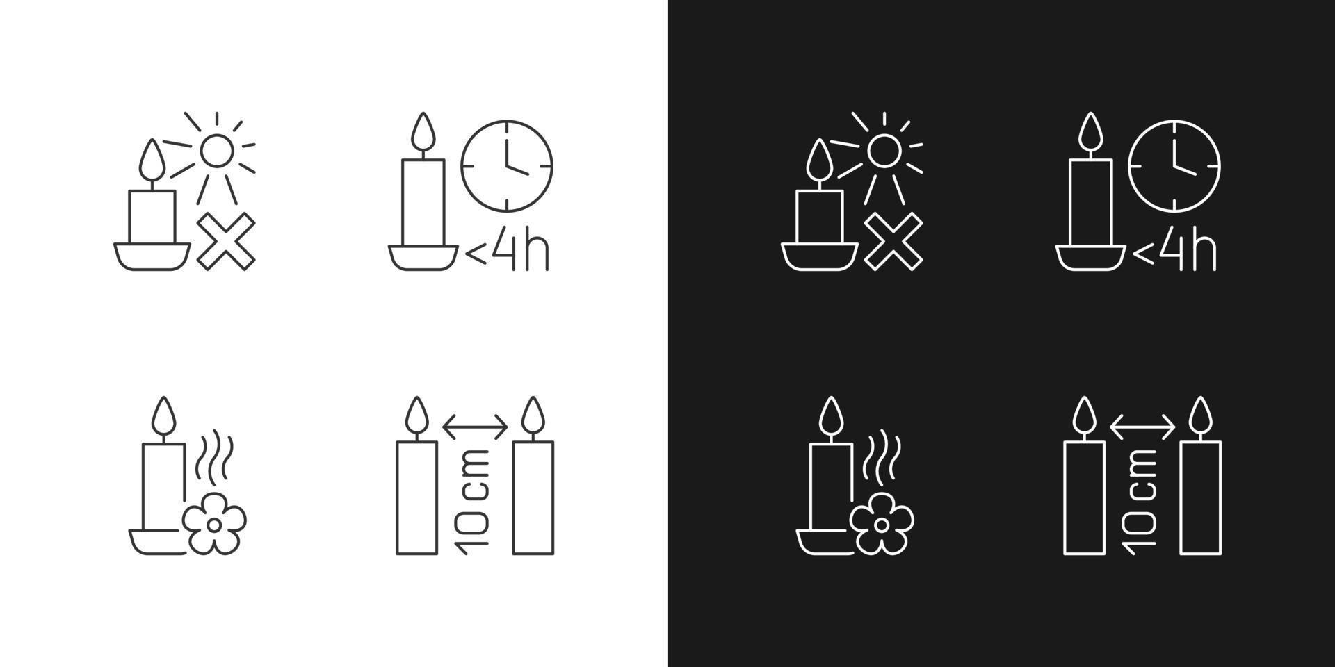 Candle warning label linear label icons set for dark and light mode vector