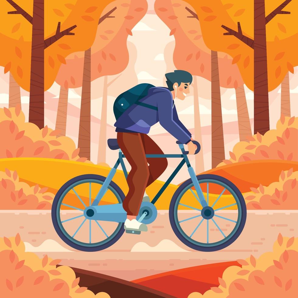 Biking Activity in Autumn vector