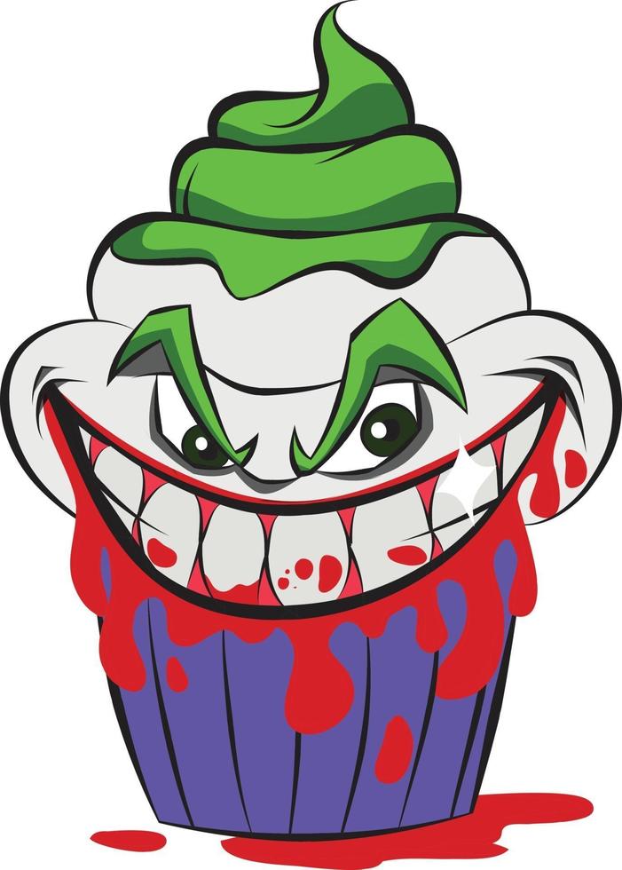 supervillanos imaginados como deliciosos cupcakes para halloween. vector