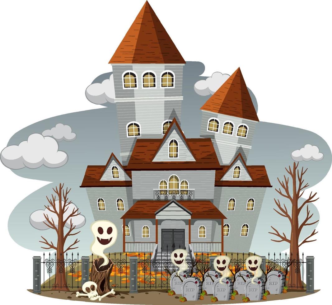 Haunted house with grey sky vector