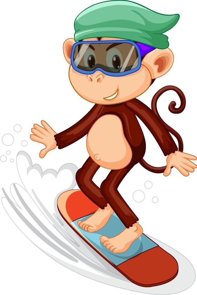 mono en patineta personaje de dibujos animados vector