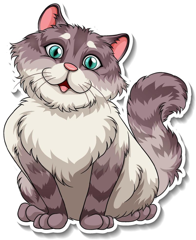 A sticker template of cat cartoon character vector