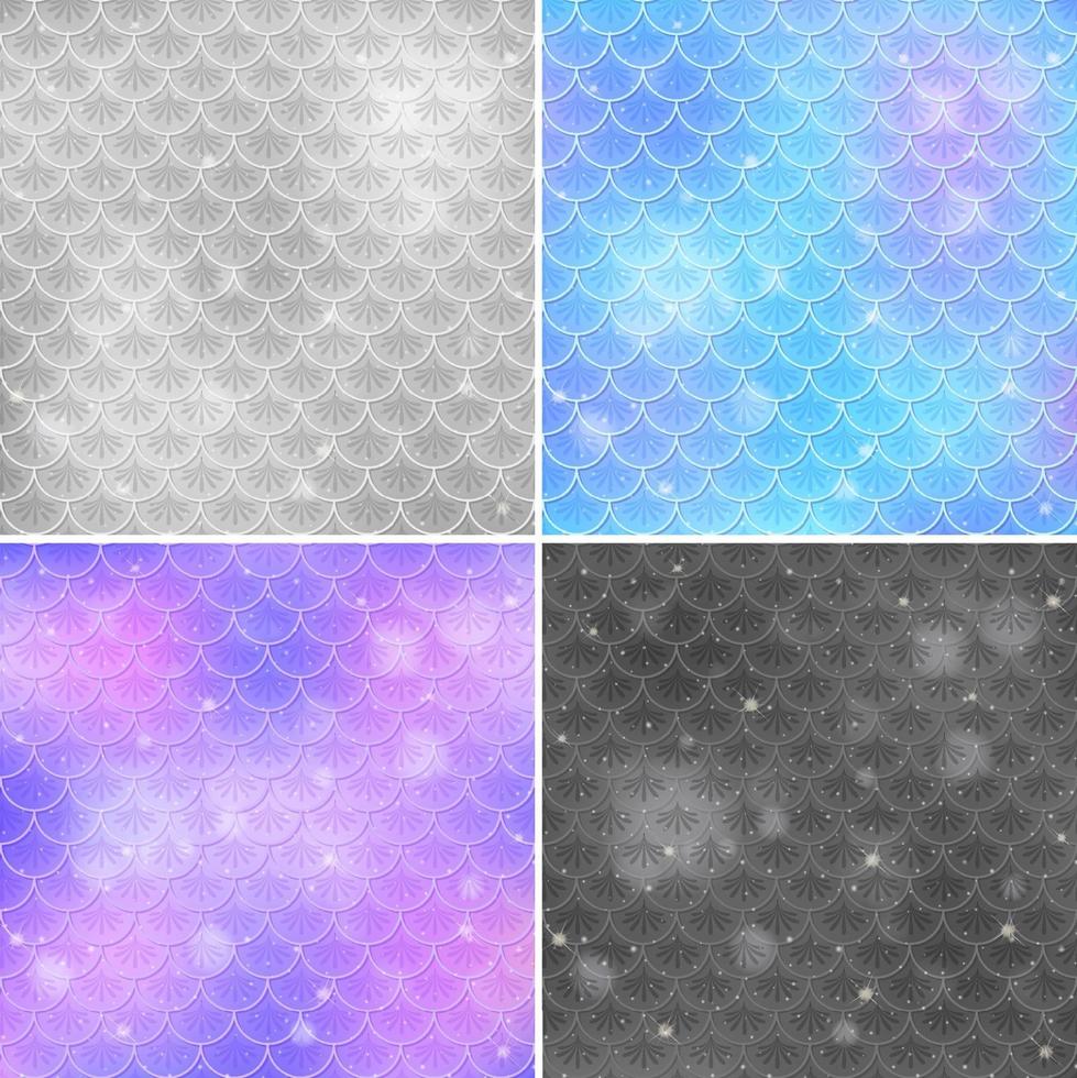 Set of fish scale seamless pattern background vector