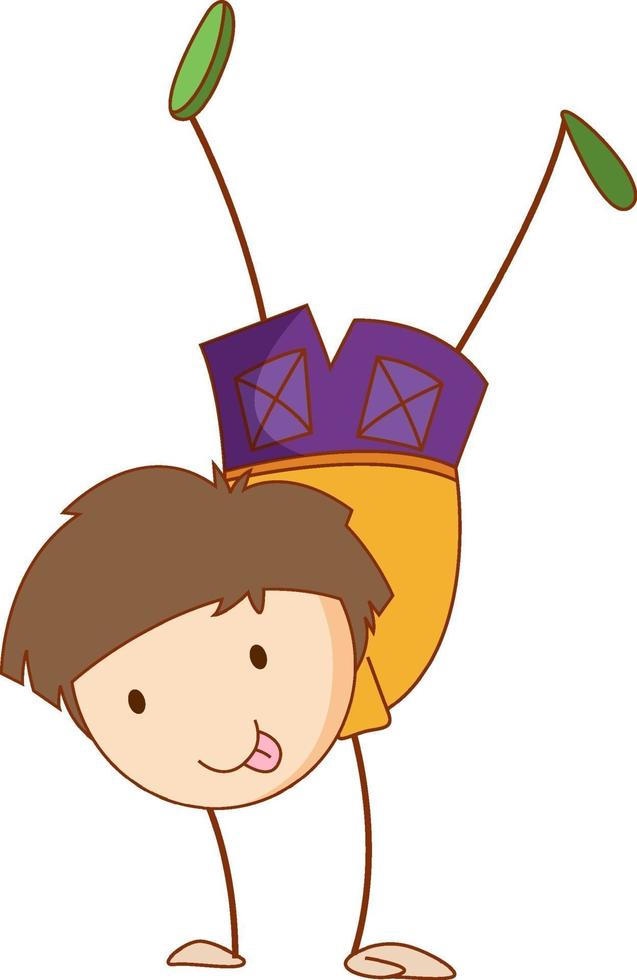 Cute boy cartoon character in hand drawn doodle style isolate vector