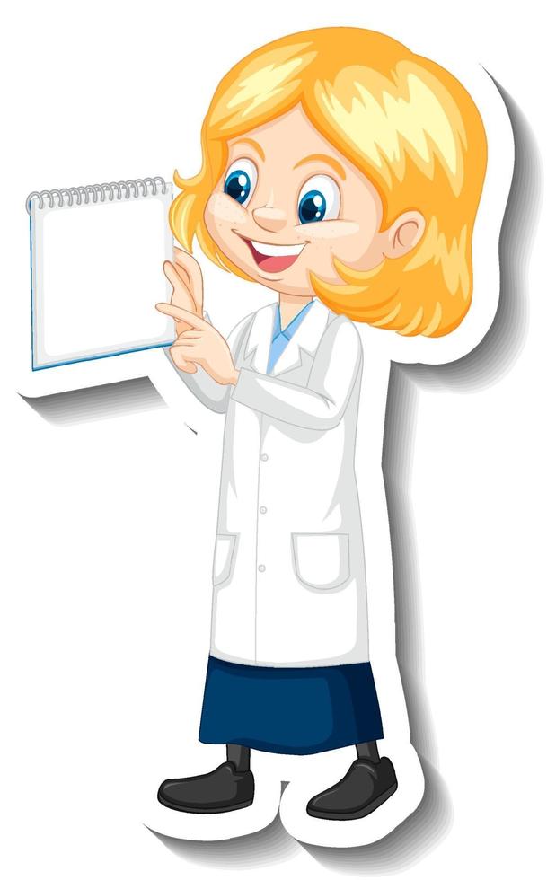 Cartoon character sticker with a girl in science gown 3303647 Vector Art at Vecteezy Cartoon character sticker with a girl in science gown 3303647 Vector Art at Vecteezy