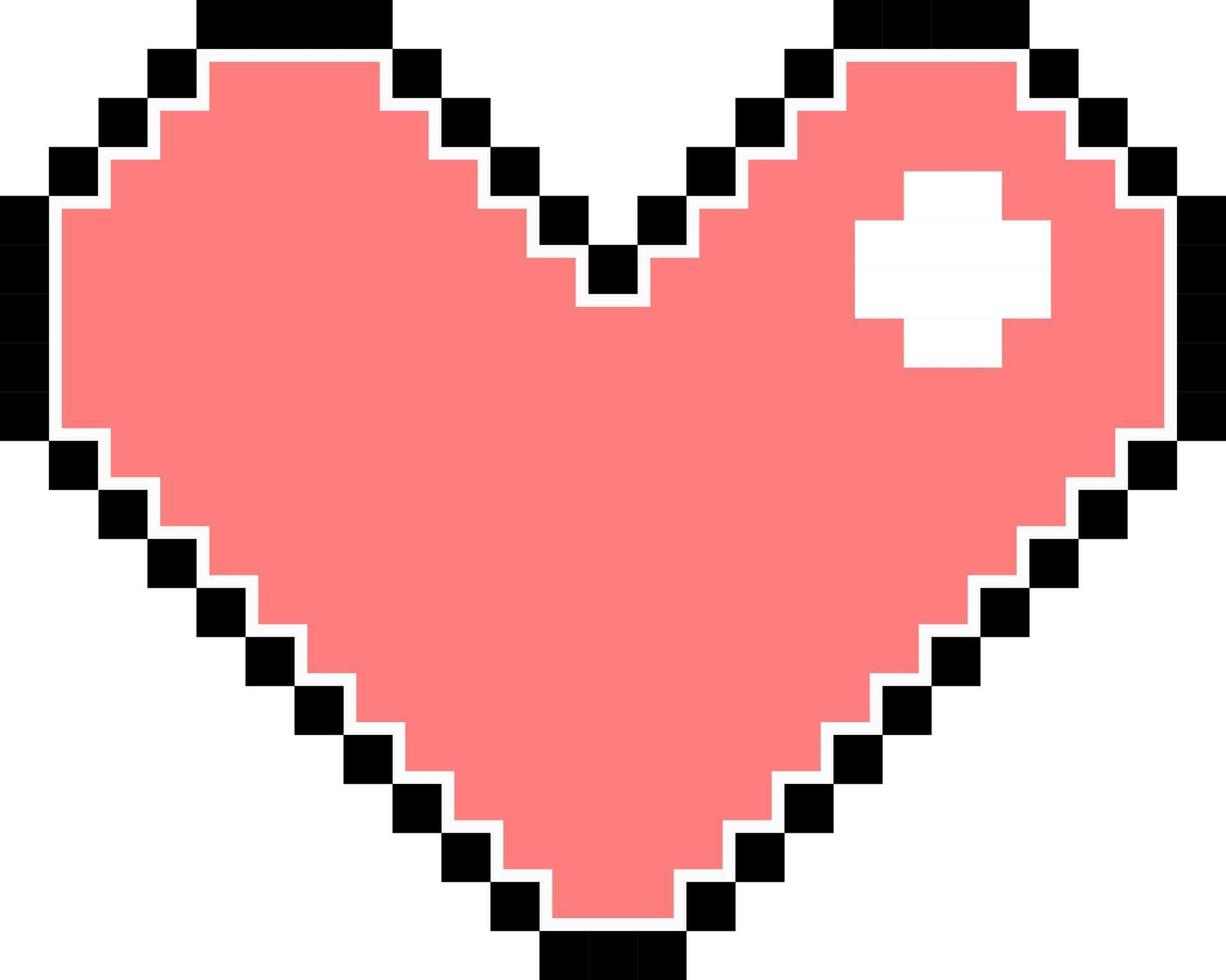 corazón de pixel rosa aislado vector
