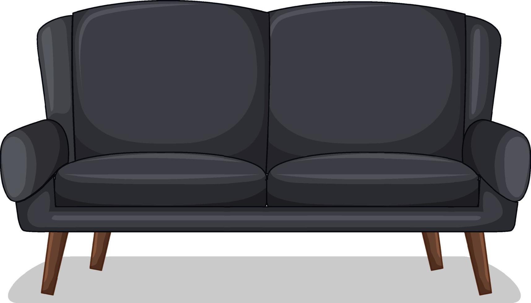 Sofá de dos plazas negro aislado sobre fondo blanco. vector