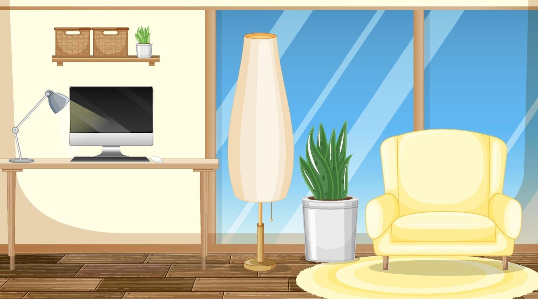 Living room interior design with furniture vector