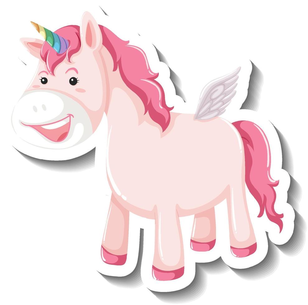 Cute pegasus standing pose on white background vector