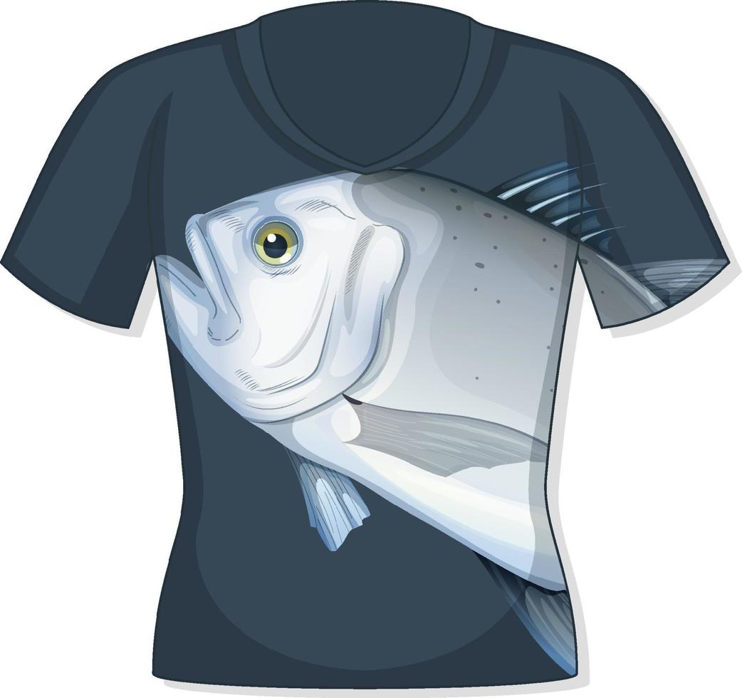 parte delantera de la camiseta con estampado de peces vector