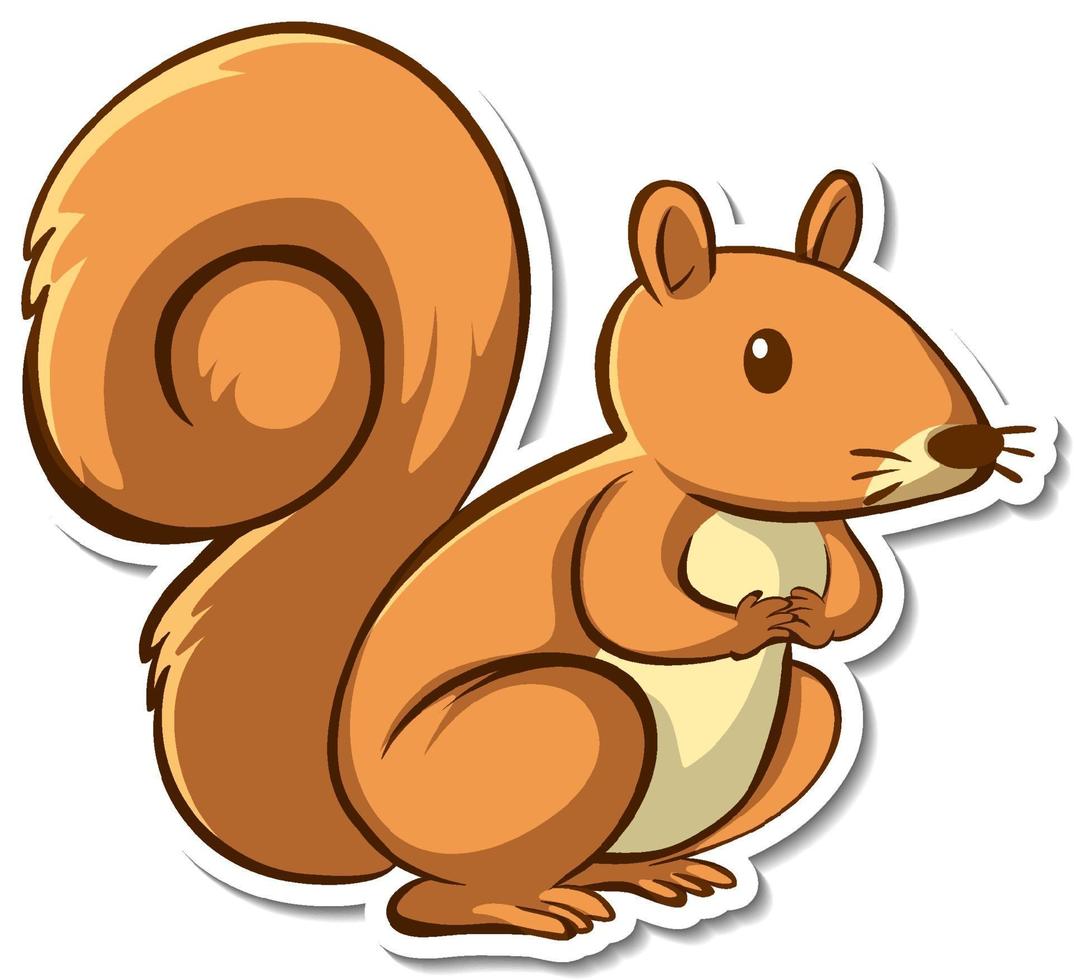 Sticker design with cute squirrel isolated vector