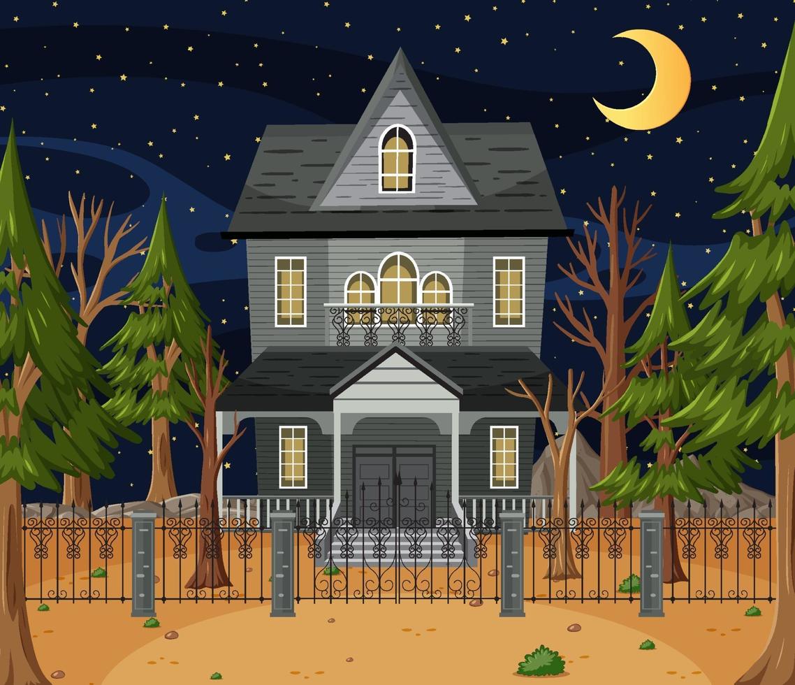 Scene with haunted halloween mansion vector