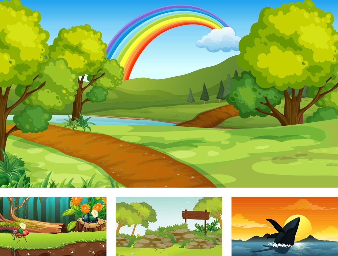 Four different nature horizontal scene vector