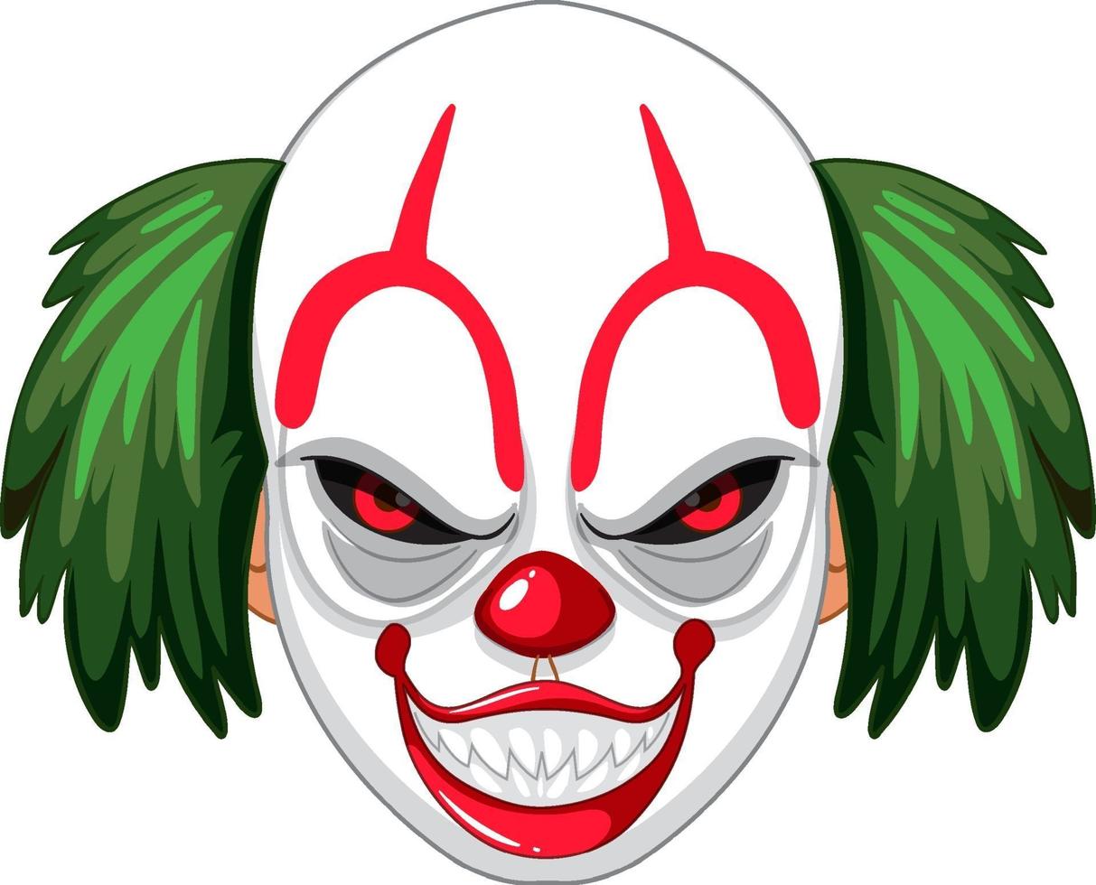 Cara de payaso espeluznante sobre fondo blanco. vector