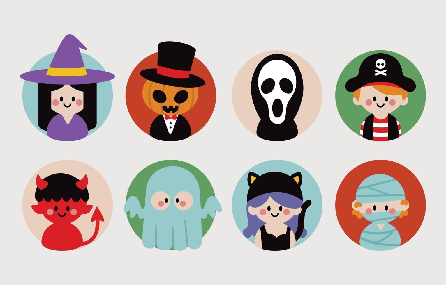 gente en la colección de disfraces de halloween vector