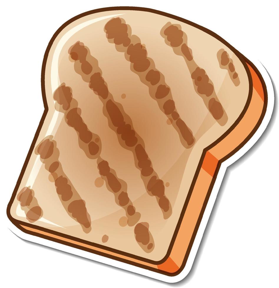 Toasted bread slice cartoon sticker vector