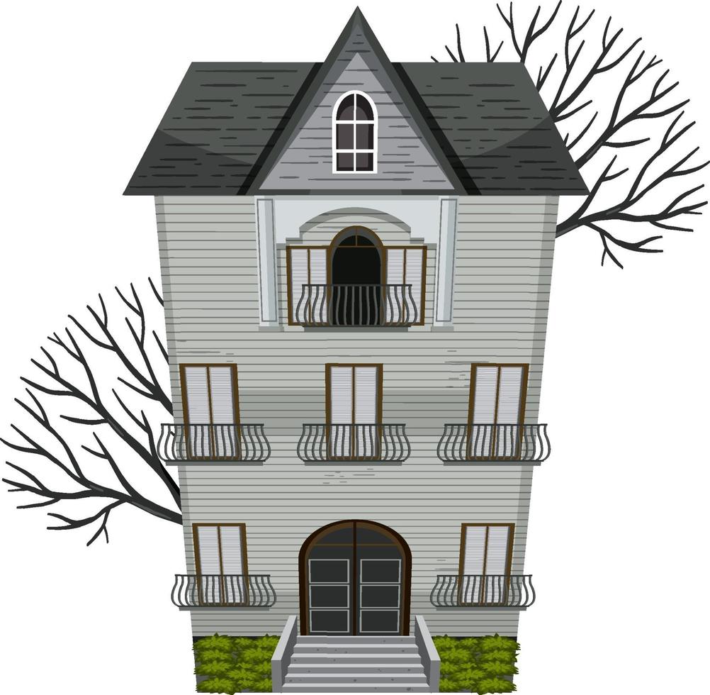 Haunted mansion building on white background vector