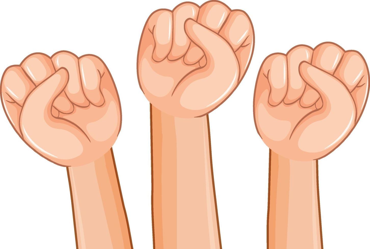 Three hand fist on white background vector