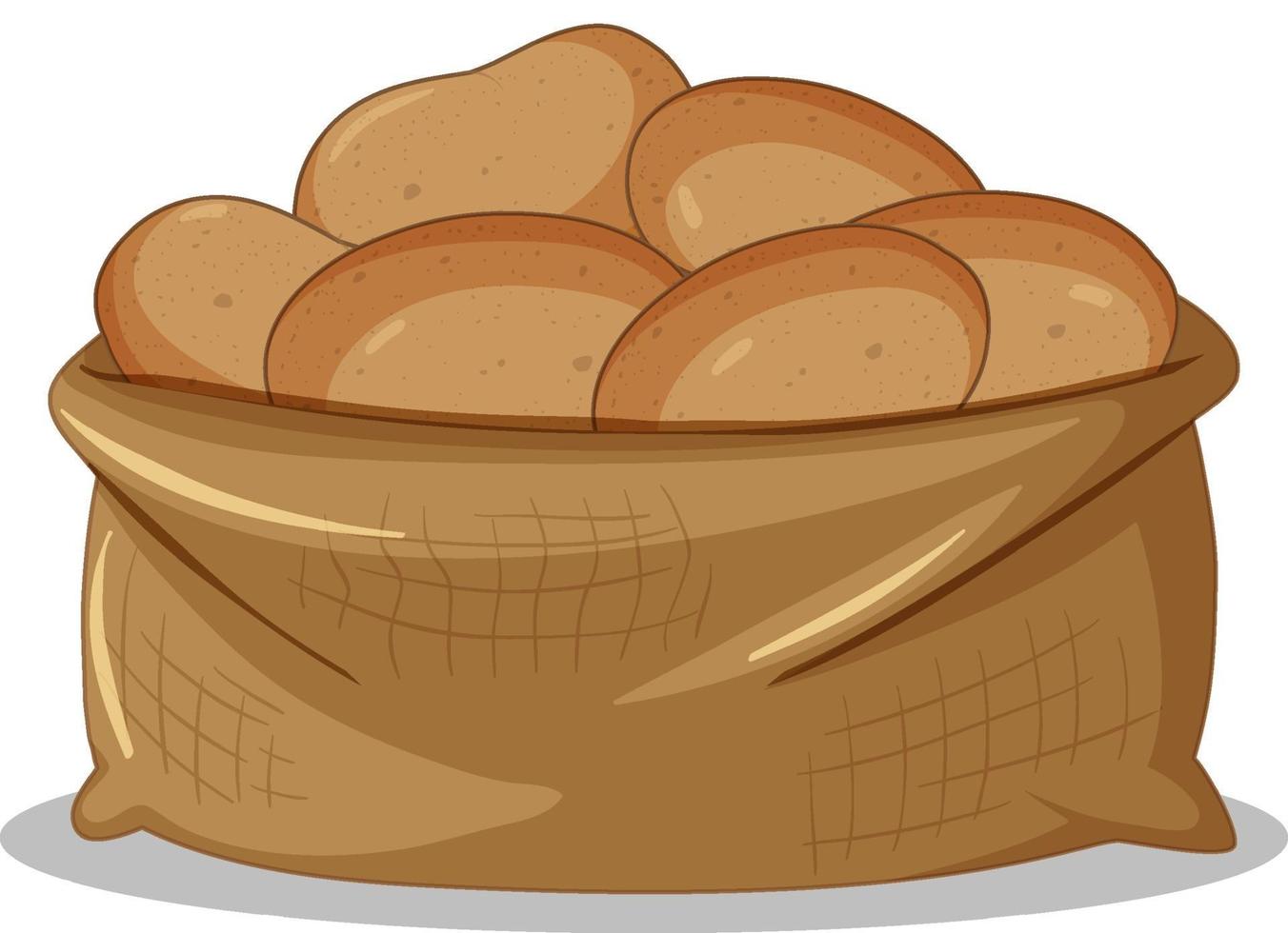 Sack of potatoes in cartoon style isolated vector