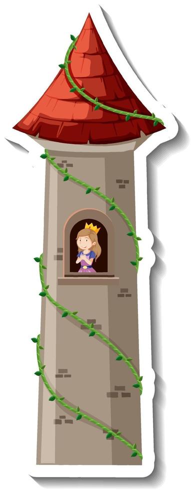 Princess in the castle tower on white background vector