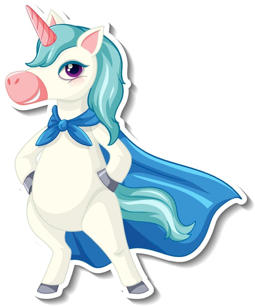 Cute unicorn stickers with a super hero unicorn vector