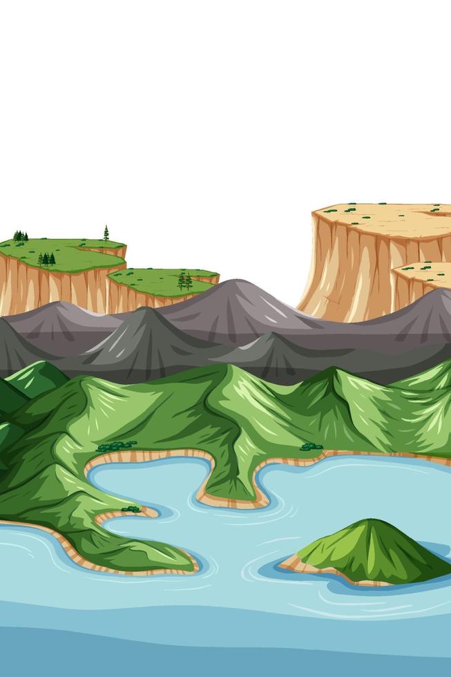 Vertical nature landscape scene with top view of mountain vector