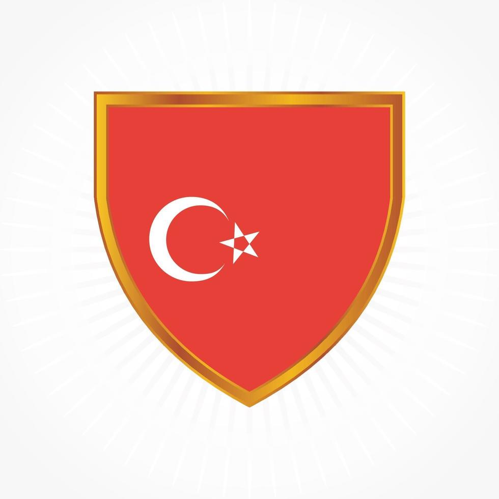 Turkey flag vector with shield frame