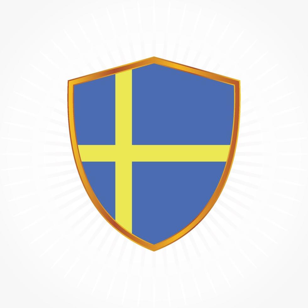 vector de bandera de suecia con marco de escudo