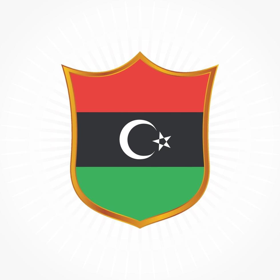 Libya flag vector with shield frame