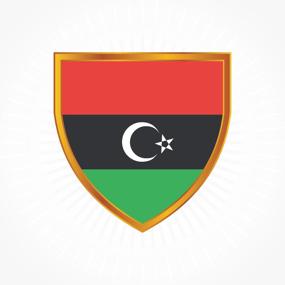 Libya flag vector with shield frame