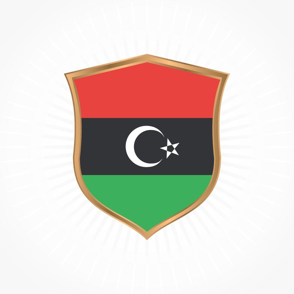 Libya flag vector with shield frame