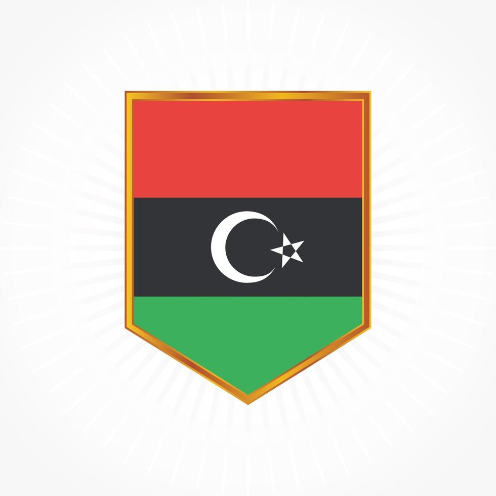 Libya flag vector with shield frame
