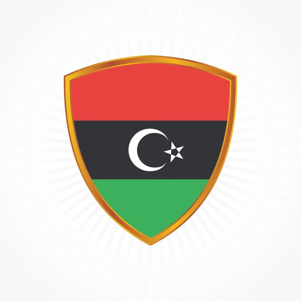 Libya flag vector with shield frame