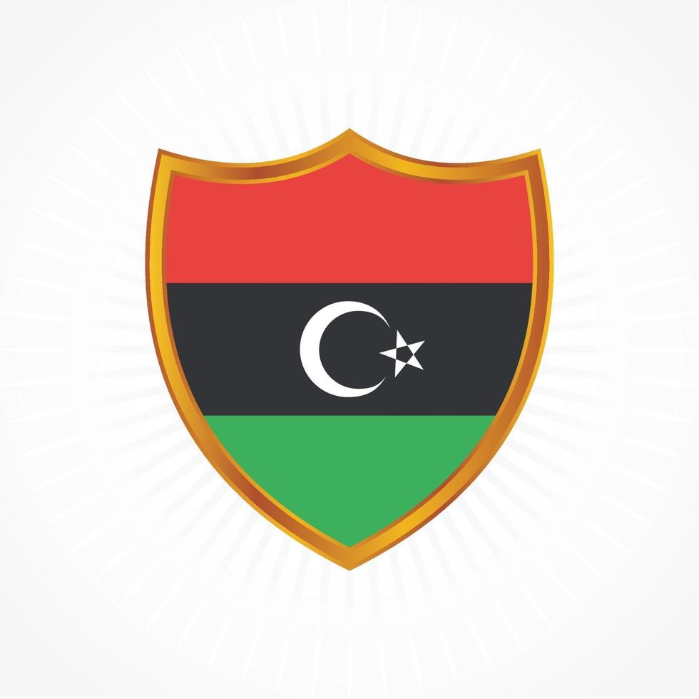 Libya flag vector with shield frame