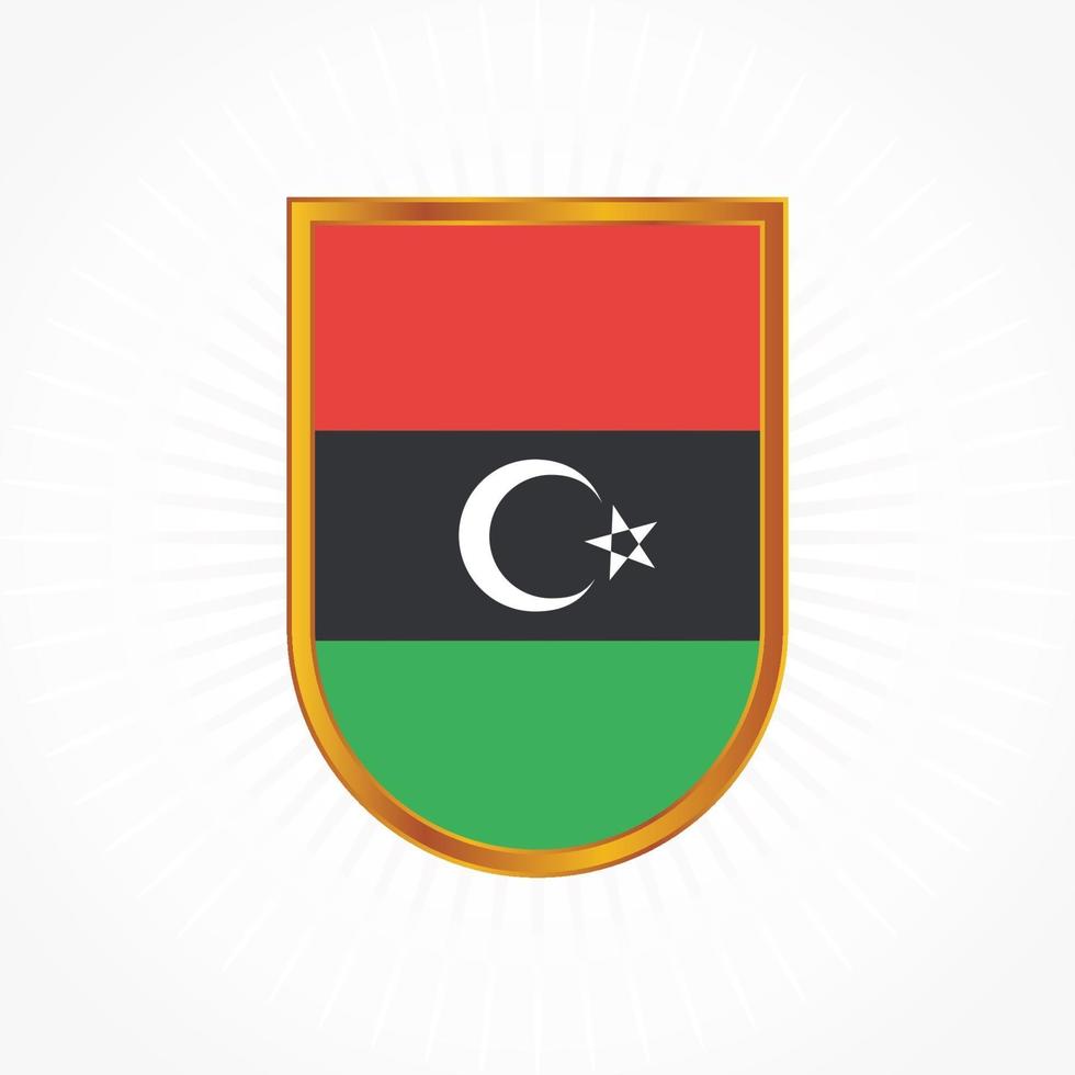 Libya flag vector with shield frame