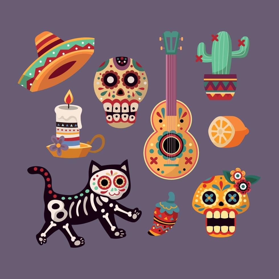 The Day of The Dead Sticker Set vector