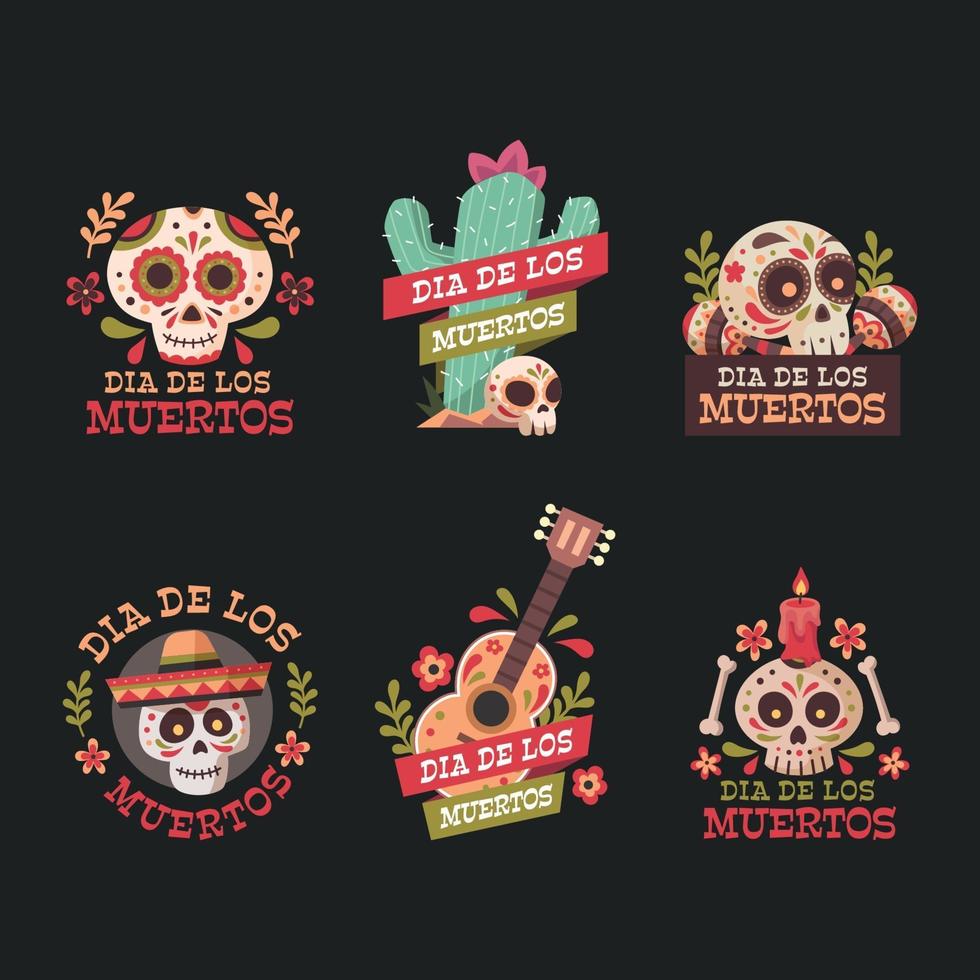 Set of Day of The Dead Sticker vector