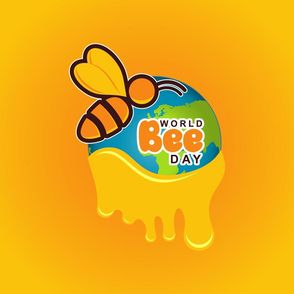 diseño de saludo del día mundial de la abeja celebrar vector