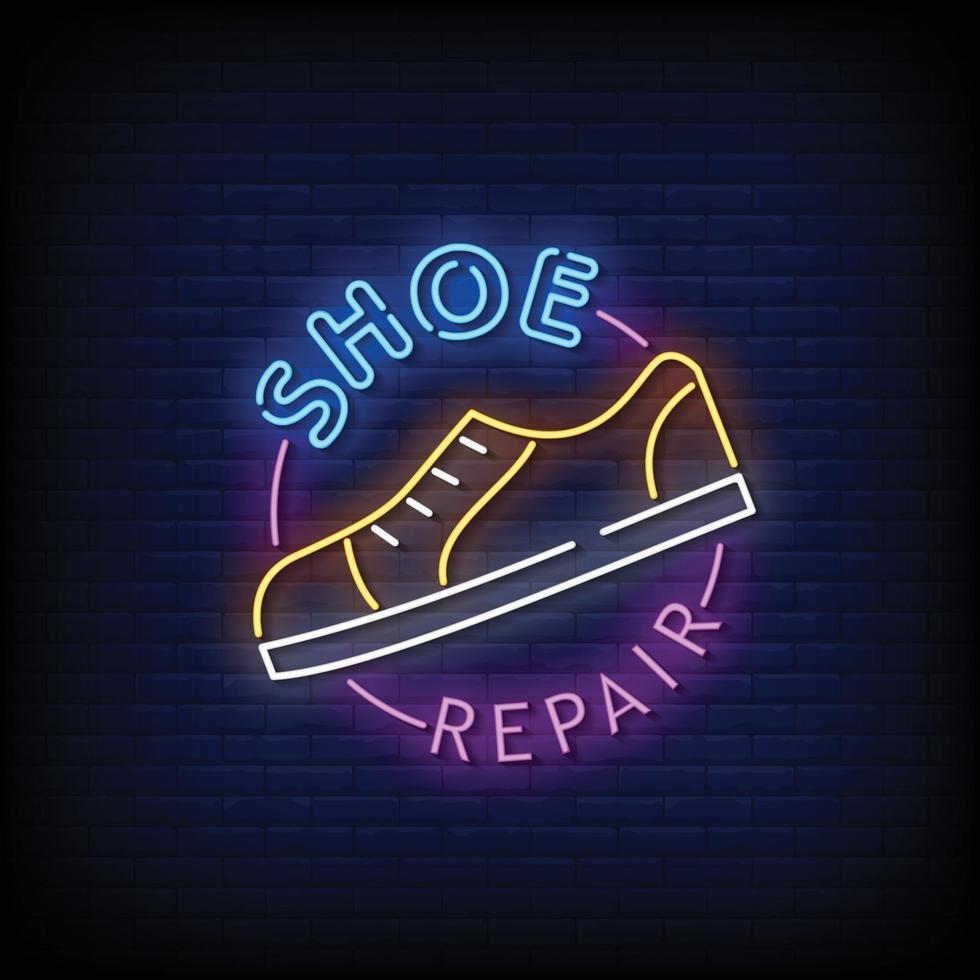 Shoe Repair Neon Signs Style Text Vector
