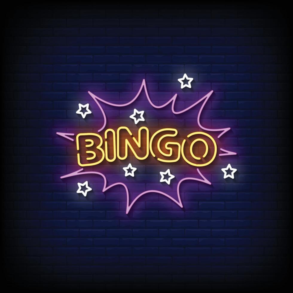 Bingo Neon Signs Style Text Vector