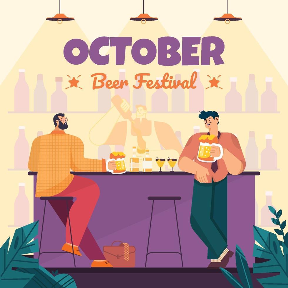 Two Buddies Enjoy Beer Concept vector