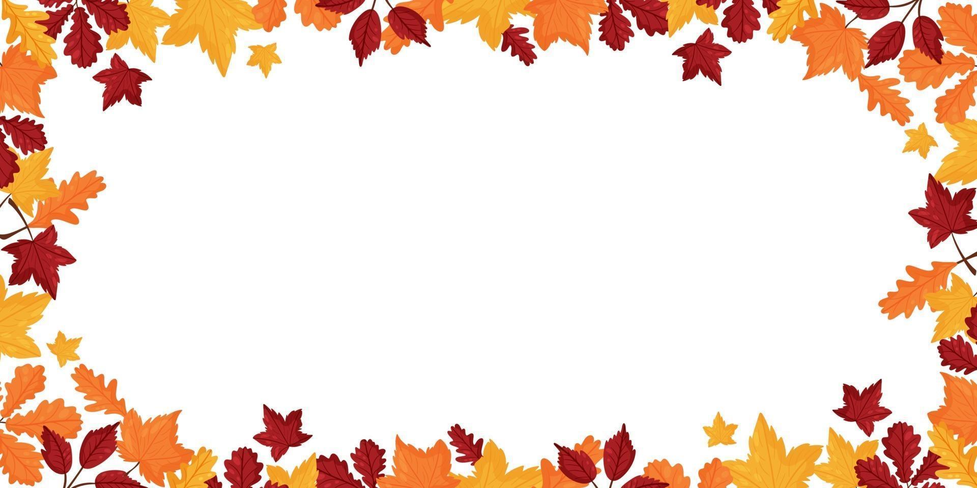 Banner with colorful autumn leaves. Vector cartoon style