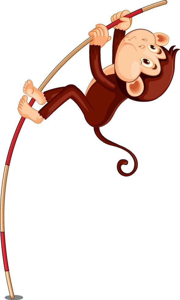 Pole vaulting monkey cartoon character vector