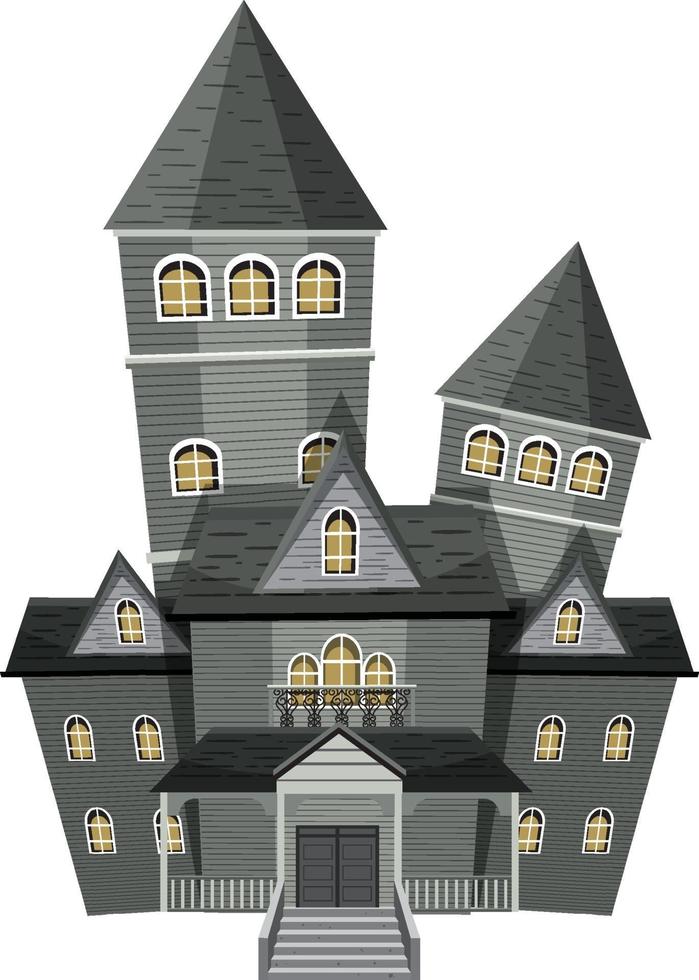 Isolated haunted mansion facade vector