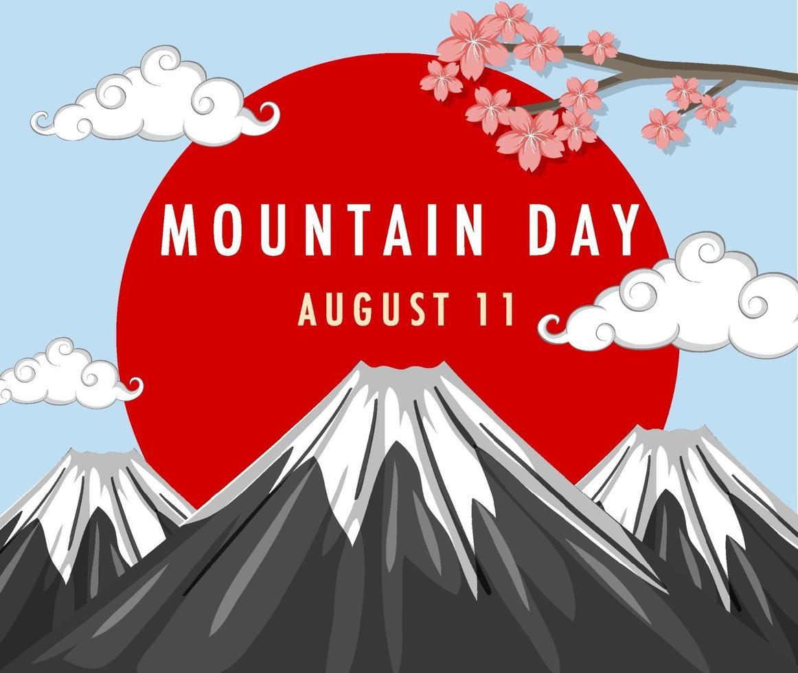 día de la montaña en japón el 11 de agosto banner con el monte fuji vector