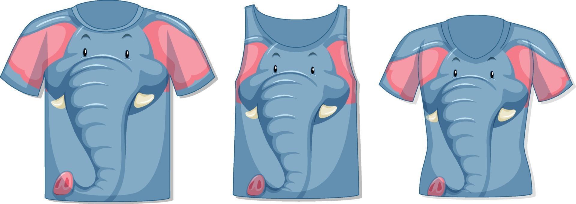 Different types of tops with elephant pattern vector